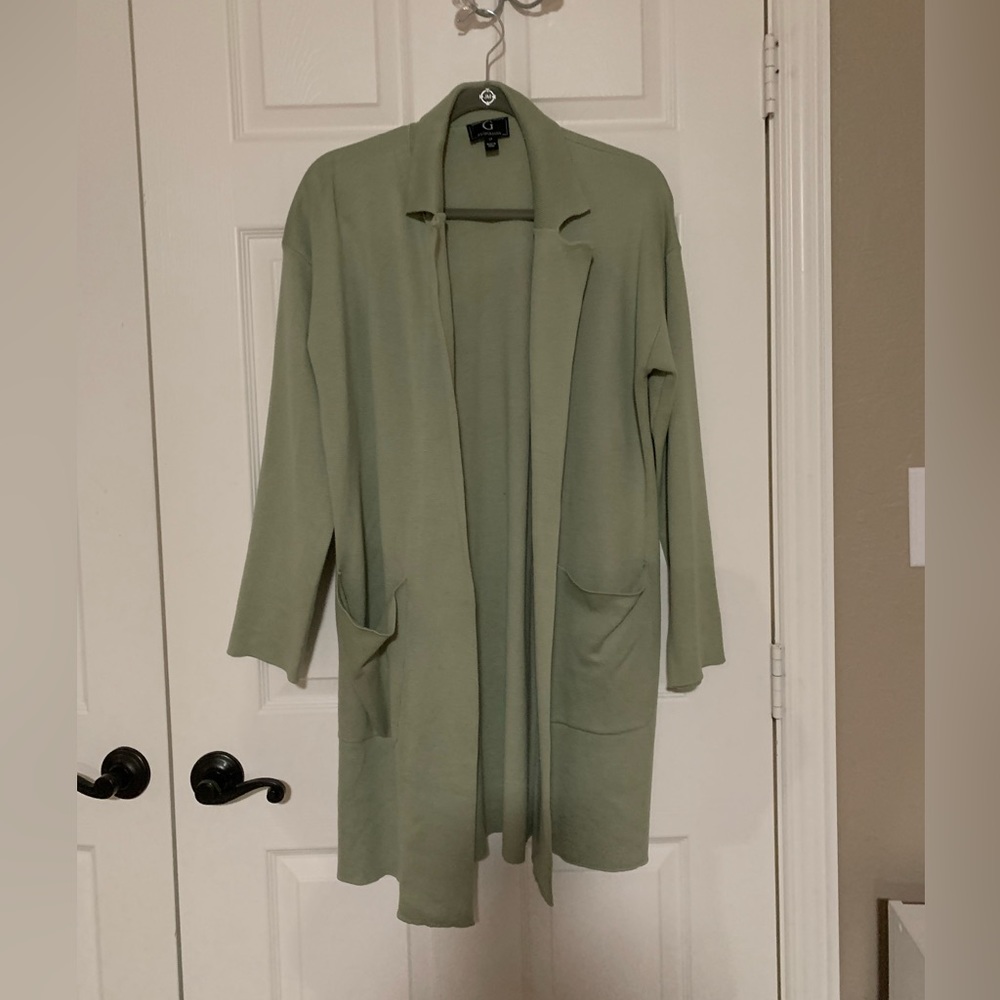 G by Giuliana Duster Cardigan Sweater Light Olive Green